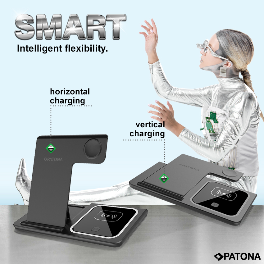 Ładowarka Patona bezprzewodowa QI  3w1 do smartfona, zegarka, słuchawek