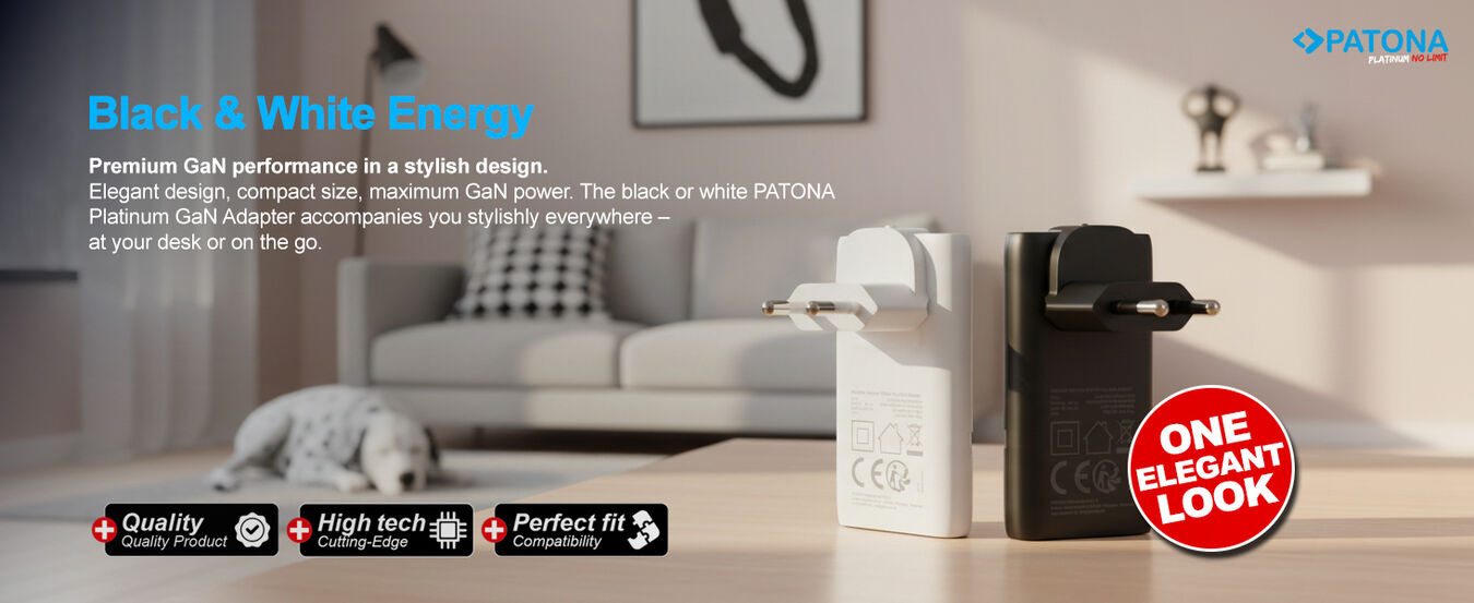 Ładowarka Patona GaN PD65W Platinum płaska 2x USB-C PD3.0 QC3.0