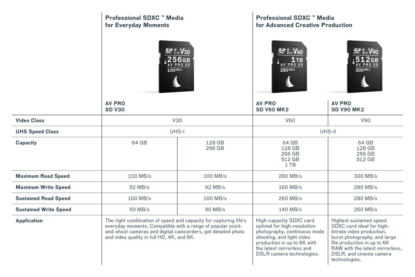 Karta pamięci Angelbird SDXC 256GB AV Pro (100MB/s) V30 UHS-I U3