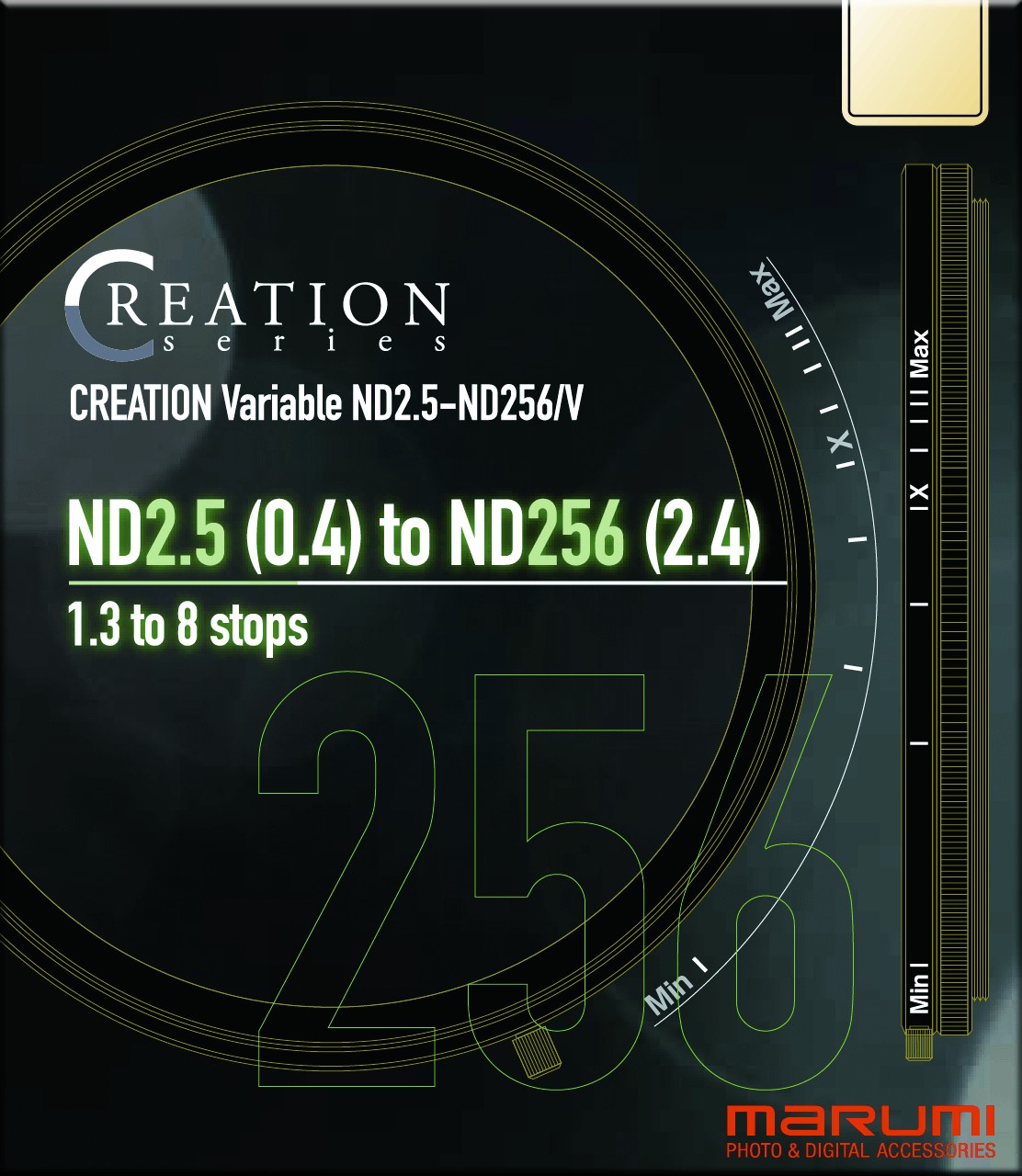 Filtr szary Marumi o zmiennej przepuszczalności Creation Vari-ND 2.5-256