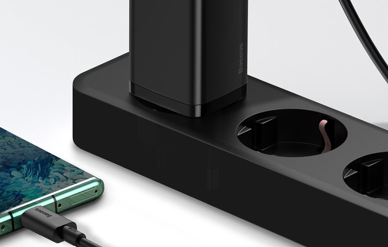 Ładowarka sieciowa Baseus GaN2 Lite, USB-A + USB-C, 65W, EU (czarna)