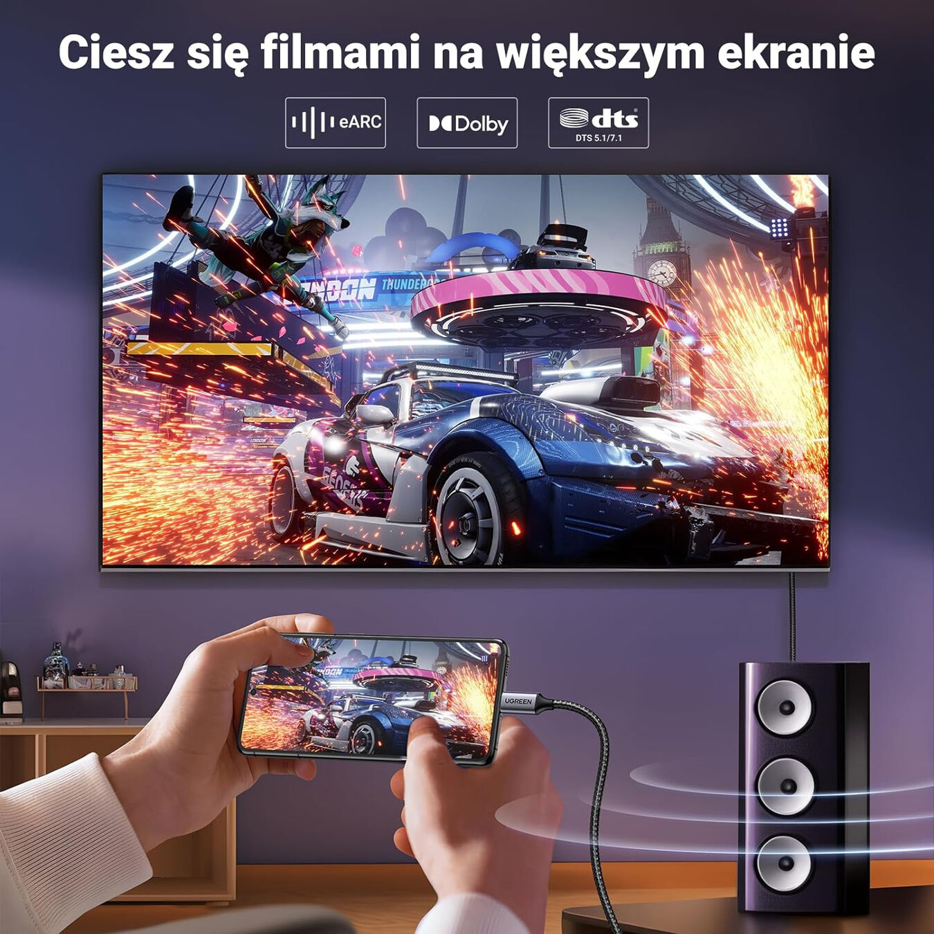 Kabel UGREEN 25158 USB-C > DisplayPort 1.4 8K@60Hz 2m