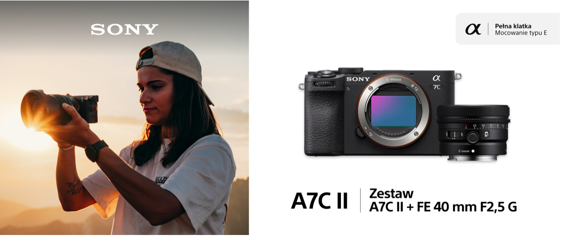 Bezlusterkowiec Sony A7C II (czarny) + Obiektyw Sony FE 40mm f/2,5 G Lens SEL40F25G