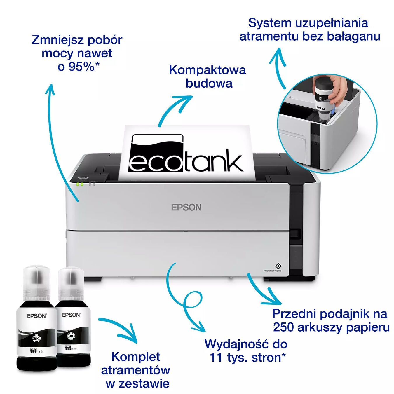 Drukarka Epson M1170 EcoTank MONO (3 lata gwarancji)*