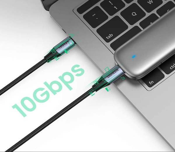 Kabel UGREEN USB-C 3.1 Gen.2 US355, 5A, PD 100W, 4K, 10Gbps, 1m (czarny)