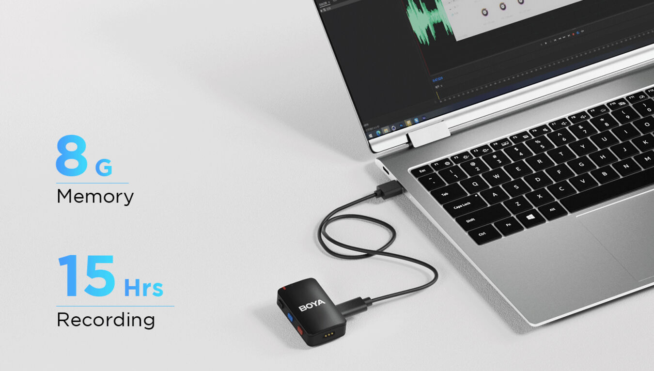 Zestaw mikroportów BoyaMic 2+1 z wbudowaną pamięcią - Lightning, Usb-C, jack 3,5mm - powystawowy