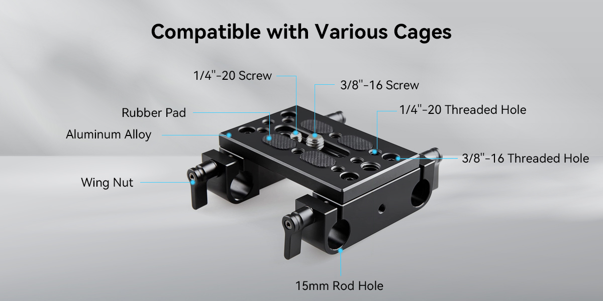 SmallRig 1775 Baseplate with Dual 15mm Rod Clamp