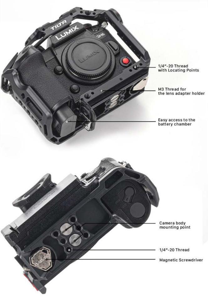 Gwinty montażowe klatki Tilta TA-T15-A-B do Panasonic GH6