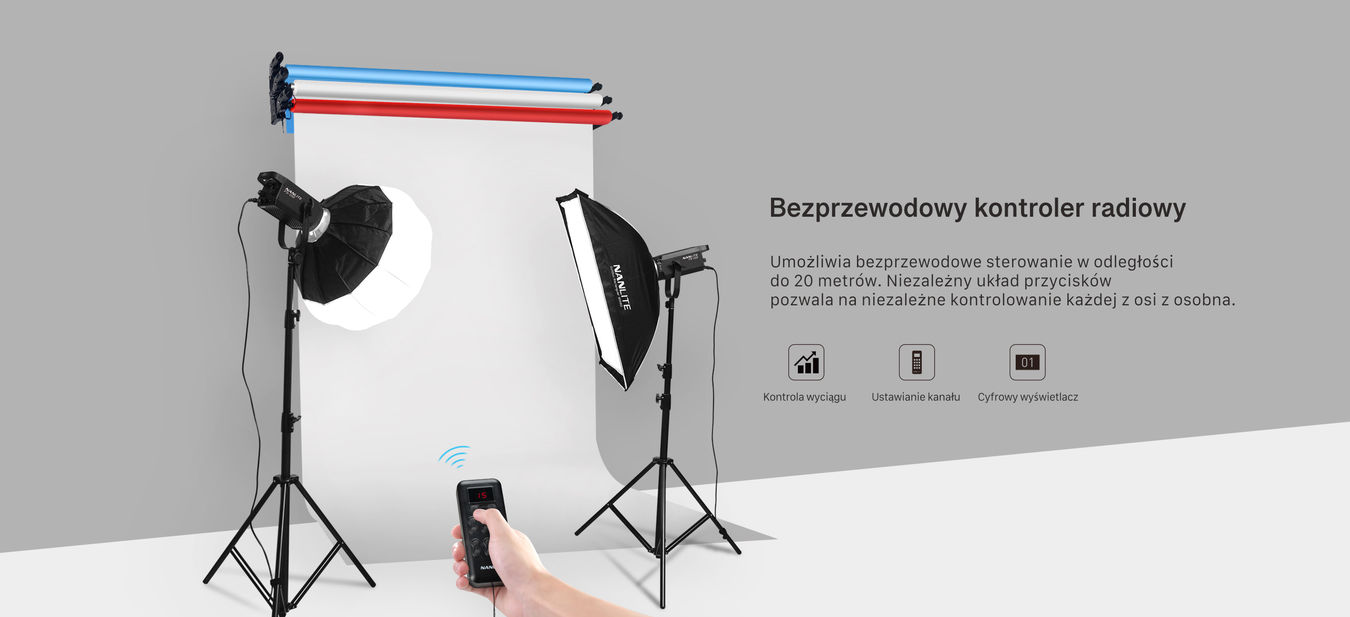Elektryczny system zawieszania na 3 tła NANLITE BE-3RS