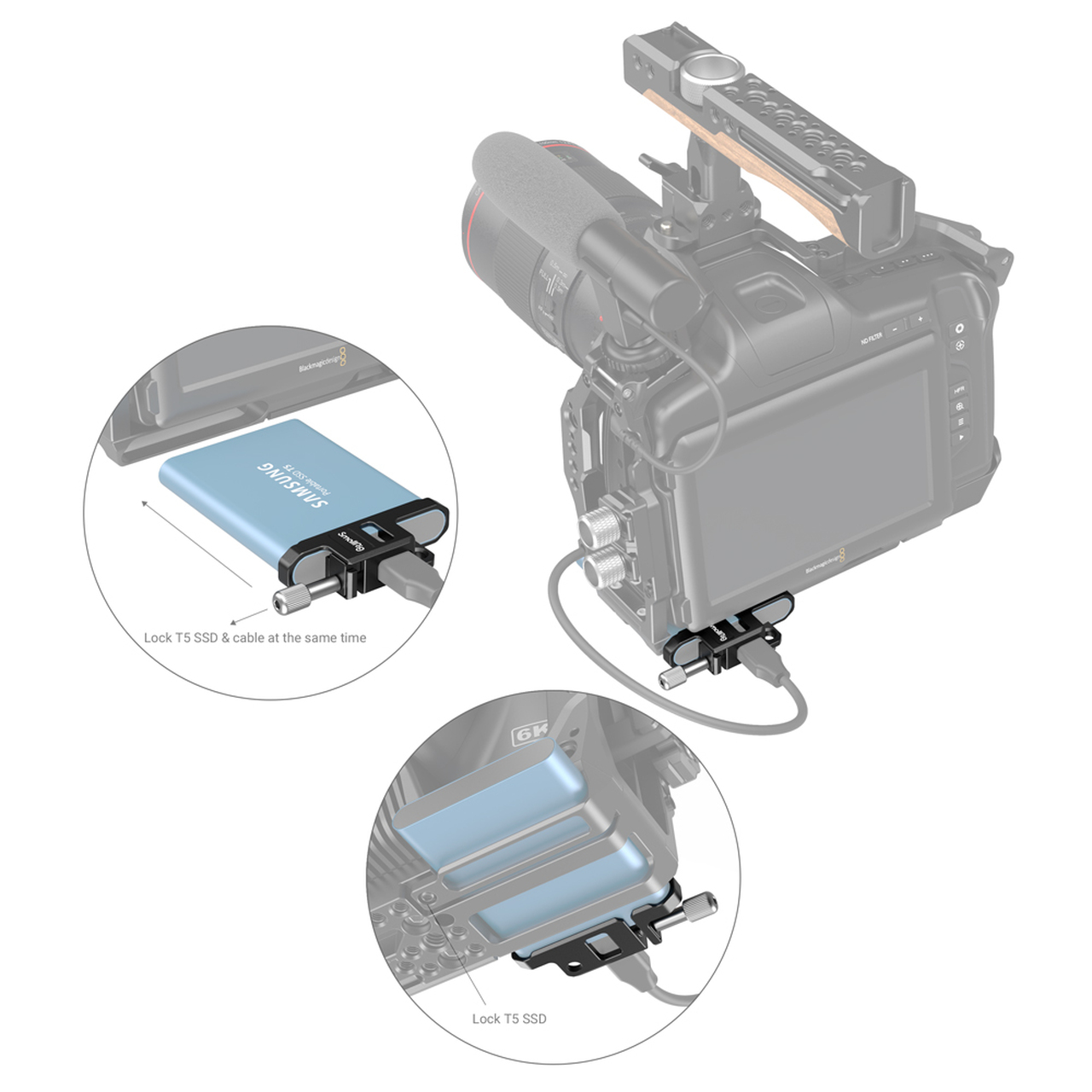 SmallRig 3300 Cable Clamp T5 SSD do BMPCC 6K PRO - zabezpieczenie dysku