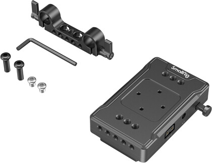 SmallRig 3498 Battery Adapter Plate V-Mount (Basic Version) with Dual Rod Clamp