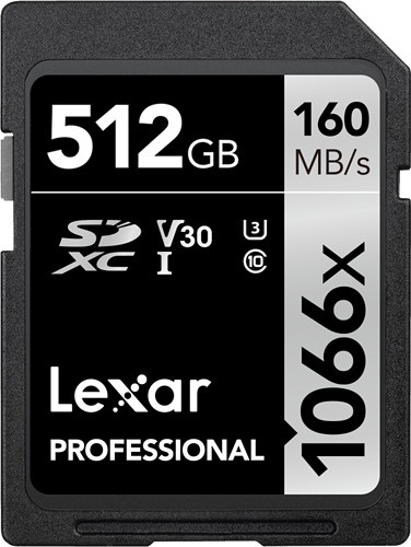 Karta pamięci Lexar SDXC 512GB 1066x (160MB/s) v30 Professional