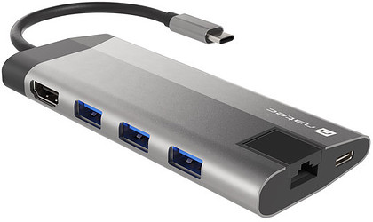 Adapter HUB 8w1 Natec Fowler Plus 3xUSB 3.0, USB-C, HDMI 4K, RJ45, SD, micro SD (NMP-1690)