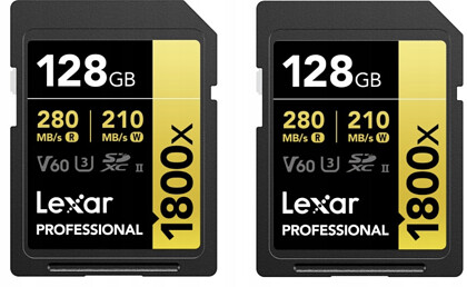 Karta pamięci Lexar SDXC 128GB 1800x (280MB/s) v60 Professional - dwupak