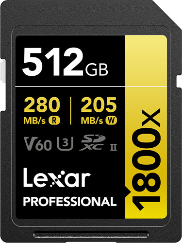 Karta pamięci Lexar SDXC 512GB 1800x (280MB/s) v60 Professional