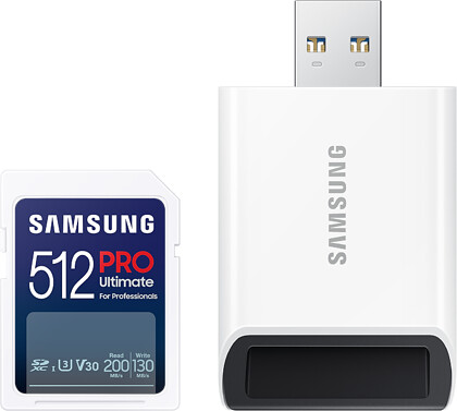 Karta Pamięci Samsung SDXC 512GB PRO Ultimate 2023 (200/130MB/s) + czytnik (MB-SY512SB/WW)